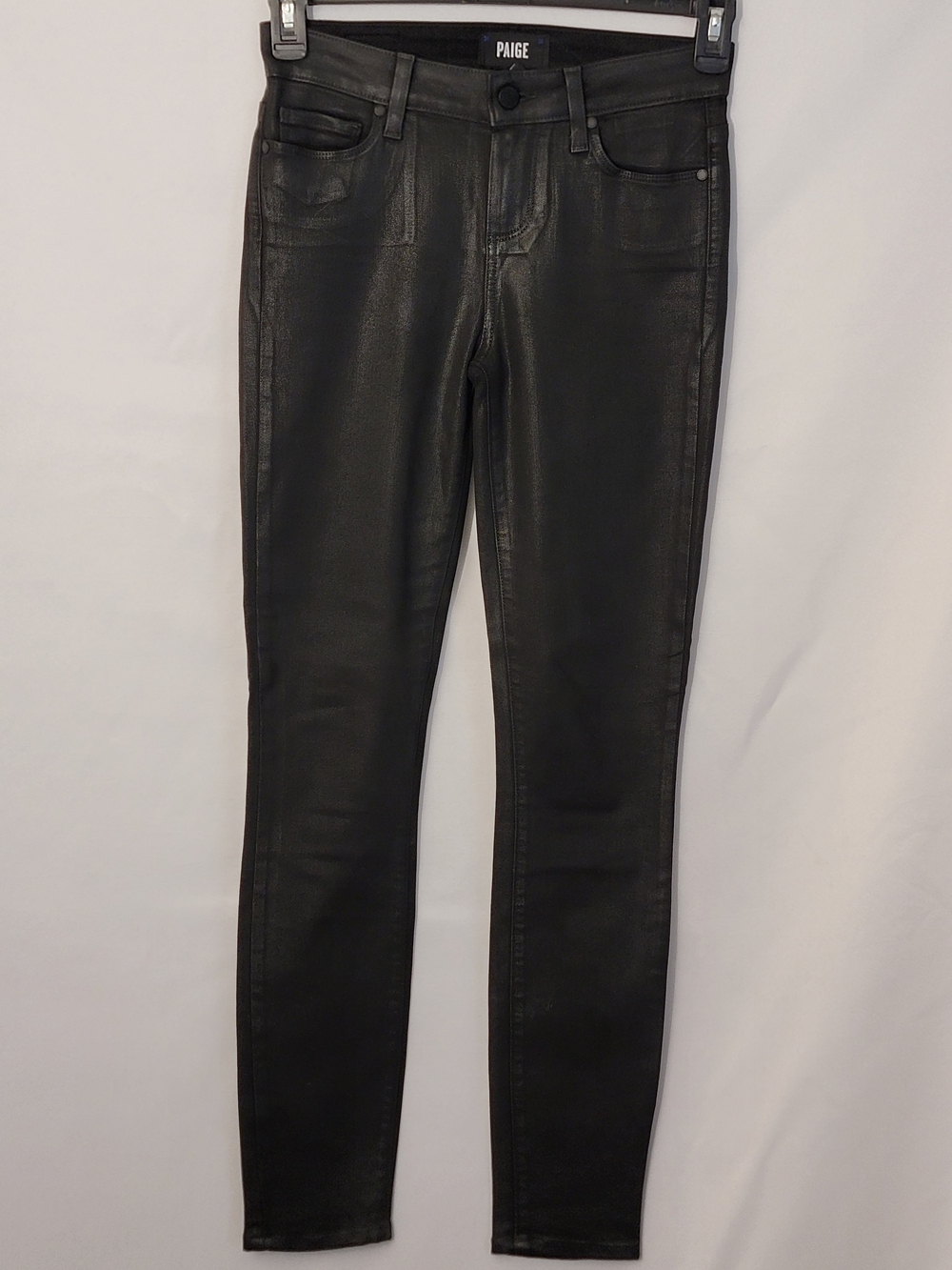 PAIGE Black Coated Verdugo Ultra Skinny Jeans Size 26